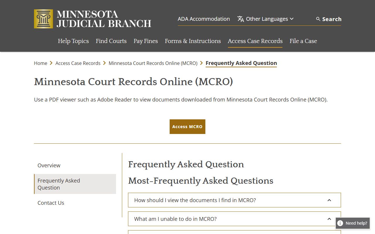 Murray County court dockets MCRO FAQ search limits