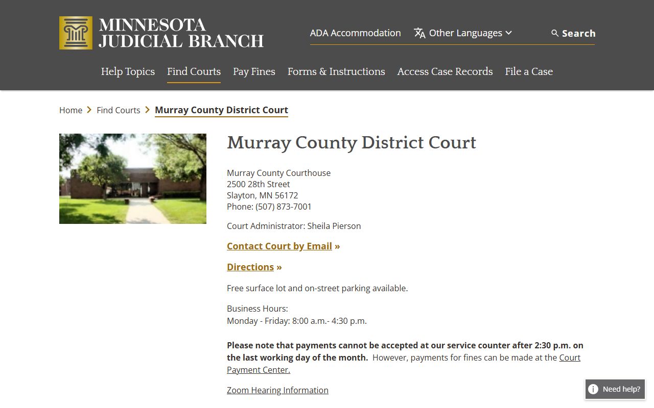 Murray County court records District Court official page