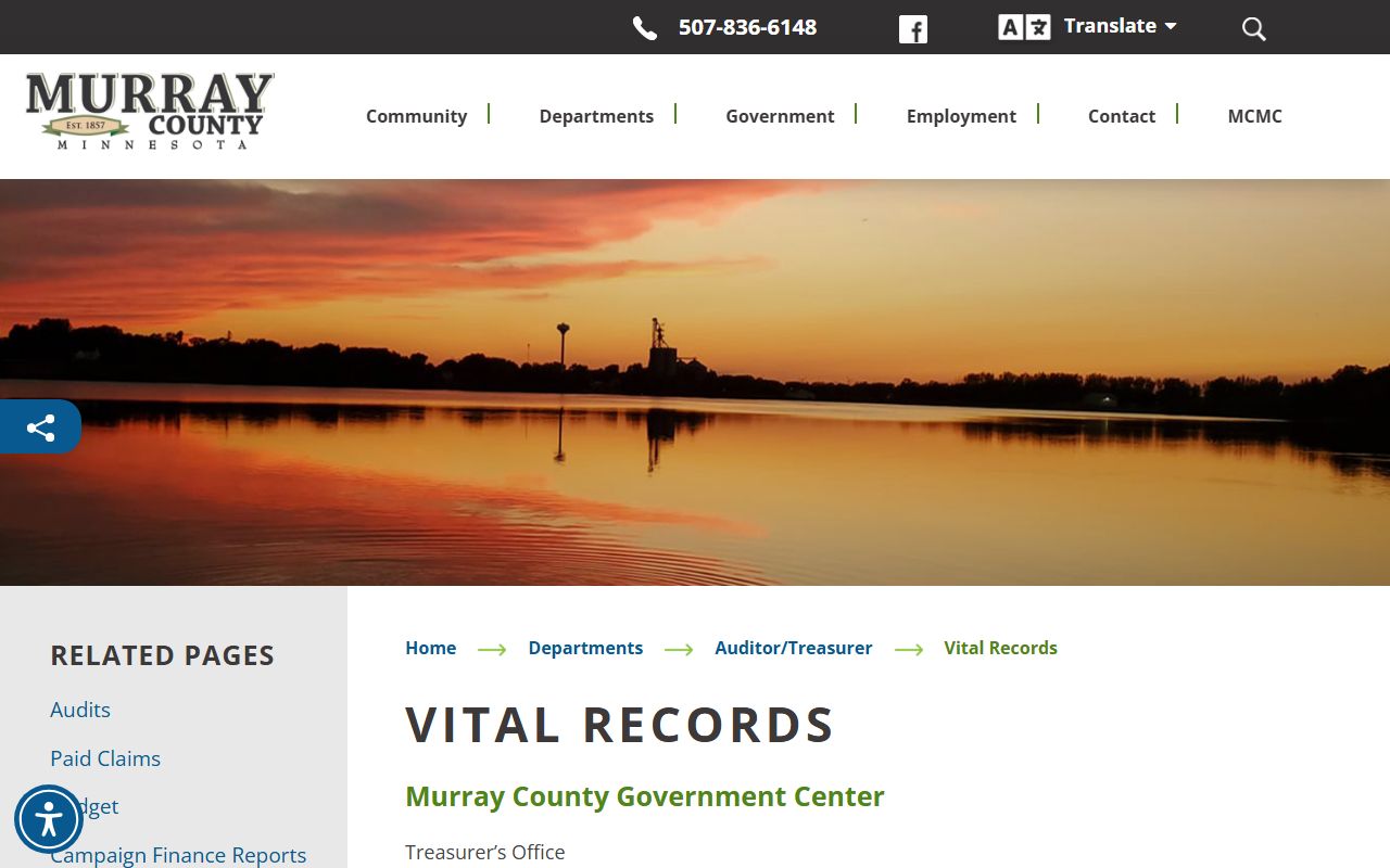 Murray County marriage records vital records page