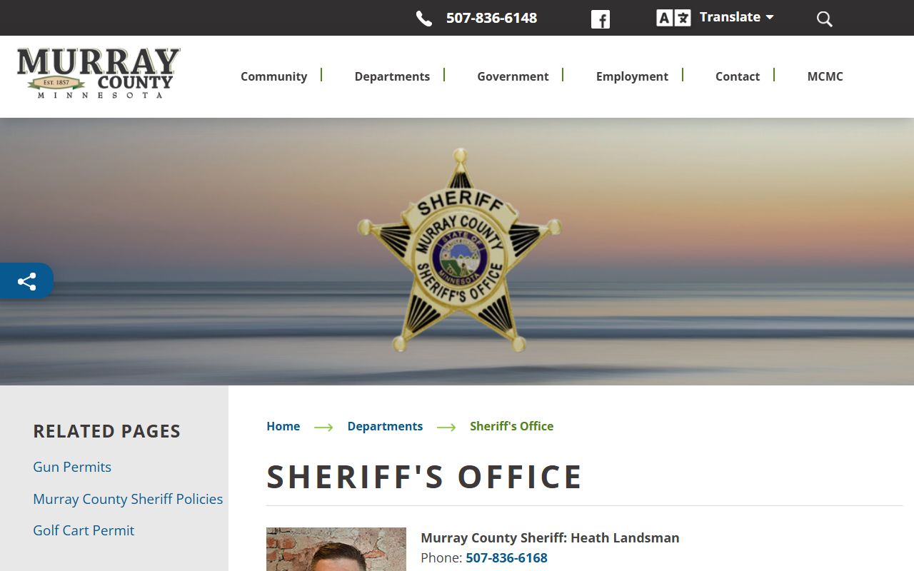 Murray County warrant records sheriff office page